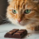 cat sniffing chocolate